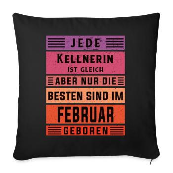 Gastronom-Wirt Geburtstag Februar geboren - Sofakissenbezug 45 x 45 cm - Schwarz - Vorne