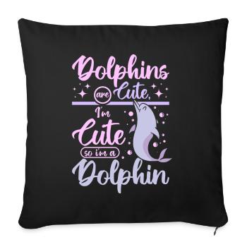 Les dauphins sont mignons je suis coupé donc je suis un dauphin - Housse de coussin décorative 45 x 45 cm - noir - Devant