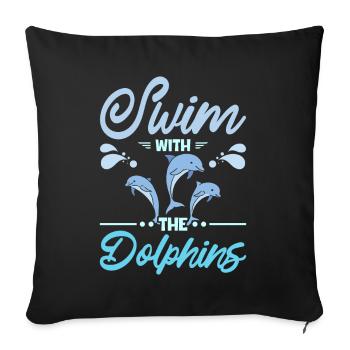 Swim with the dolphins - Sofakissenbezug 45 x 45 cm - Schwarz - Vorne