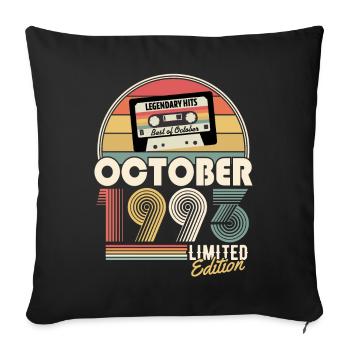 October 1993 Vintage Birthday Gift - Sofa pillowcase 17,3'' x 17,3'' (45 x 45 cm) - black - Front