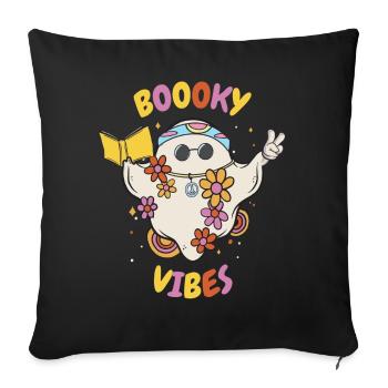 Reading Teacher Halloween Groovy Floral Ghost Book - Sofa pillowcase 17,3'' x 17,3'' (45 x 45 cm) - black - Front