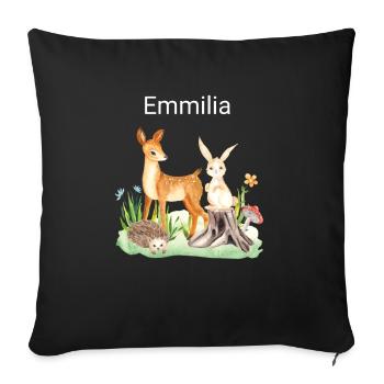 Animal deer rabbit hedgehog Emmilia - Sofakissenbezug 45 x 45 cm - Schwarz - Vorne