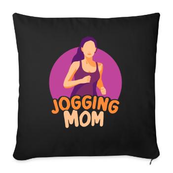 Jogging Maman Jogging Coureur Coureuse Mère - Housse de coussin décorative 45 x 45 cm - noir - Devant