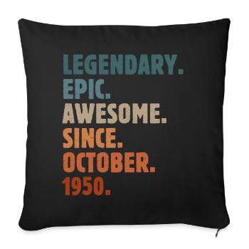 1950 October Vintage Birthday Gift - Sofa pillowcase 17,3'' x 17,3'' (45 x 45 cm) - black - Front