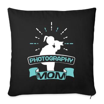 Fotografin Mama Fotografie Mutter Kamera - Sofakissenbezug 45 x 45 cm - Schwarz - Vorne