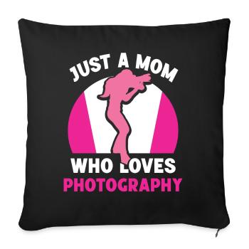 Only one mother Loves photography Camera Mom - Sofa pillowcase 17,3'' x 17,3'' (45 x 45 cm) - black - Front