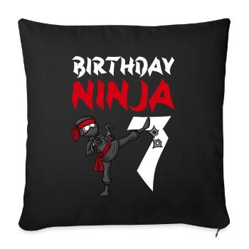 Birthday Party 7 Years Old Japanese Ninja Birthday - Sofa pillowcase 17,3'' x 17,3'' (45 x 45 cm) - black - Front