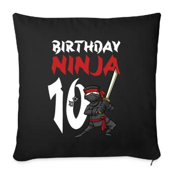 Birthday Party 10 Years Old Japanese Ninja - Sofa pillowcase 17,3'' x 17,3'' (45 x 45 cm) - black - Front