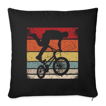 BMX Shirt Cycling Downhill Vintage Retro - Sofa pillowcase 17,3'' x 17,3'' (45 x 45 cm) - black - Front