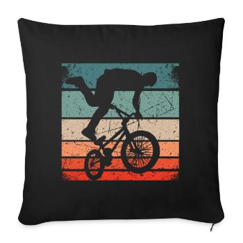BMX Shirt Cycling Downhill Vintage Retro - Sofa pillowcase 17,3'' x 17,3'' (45 x 45 cm) - black - Front