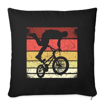 BMX Shirt Cycling Downhill Vintage Retro - Sofa pillowcase 17,3'' x 17,3'' (45 x 45 cm) - black - Front