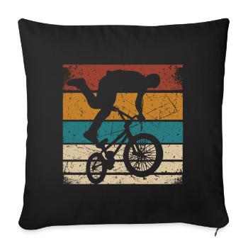 BMX Shirt Cycling Downhill Vintage Retro - Sofa pillowcase 17,3'' x 17,3'' (45 x 45 cm) - black - Front