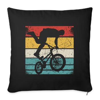 BMX Shirt Cycling Downhill Vintage Retro - Sofa pillowcase 17,3'' x 17,3'' (45 x 45 cm) - black - Front