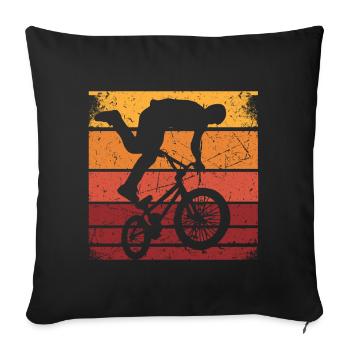BMX Shirt Fahrrad Fahren Downhill Vintage Retro - Sofakissenbezug 45 x 45 cm - Schwarz - Vorne