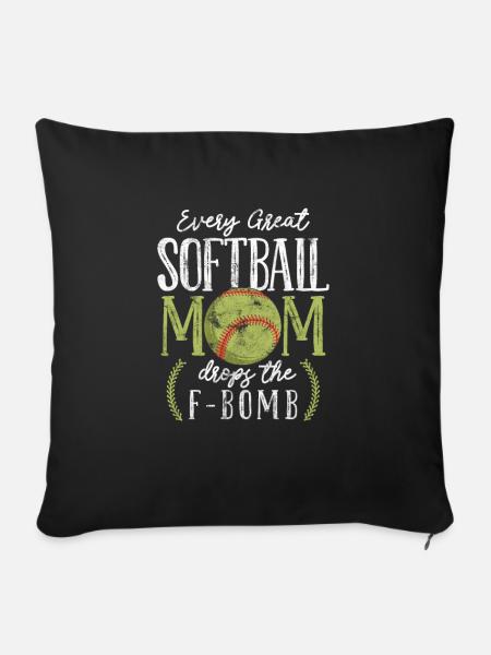 Softball Mutter - Sofakissenbezug 45 x 45 cm - Schwarz