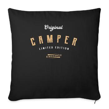 Camper Limited Edition Wohnwagen Lustiges Camping - Sofakissenbezug 45 x 45 cm - Schwarz - Vorne