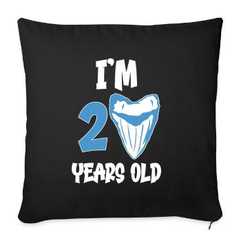 I am 2 years old - Megalodon tooth shark 2. - Sofa pillowcase 17,3'' x 17,3'' (45 x 45 cm) - black - Front