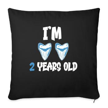 I am 2 years old - Megalodon tooth shark 2. - Sofa pillowcase 17,3'' x 17,3'' (45 x 45 cm) - black - Front