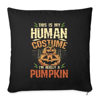 C’est mon costume humain Je suis une citrouille - Housse de coussin décorative 45 x 45 cm - noir - Devant