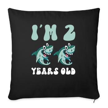 The Little Megalodon Hunter is 2 - Megalodon Shark - Sofa pillowcase 17,3'' x 17,3'' (45 x 45 cm) - black - Front