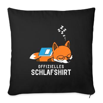 Offizielles Schlafshirt Schlafanzug Fuchs mit Buch - Sofakissenbezug 45 x 45 cm - Schwarz - Vorne