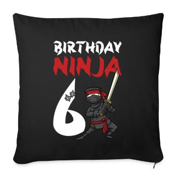 Birthday Party 6 Years Old Japanese Ninja Birthday - Sofa pillowcase 17,3'' x 17,3'' (45 x 45 cm) - black - Front