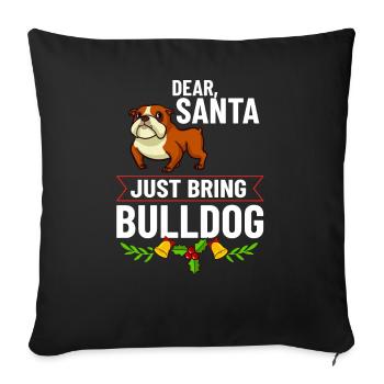 Chien Bulldog anglais Chiots Noël - Housse de coussin décorative 45 x 45 cm - noir - Devant
