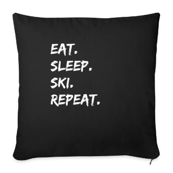 Ski - eat. Sleep. ski. repeat. - Sofa pillowcase 17,3'' x 17,3'' (45 x 45 cm) - black - Front