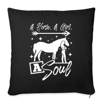 Un cheval une fille une amoureuse des chevaux d’âme - Housse de coussin décorative 45 x 45 cm - noir - Devant