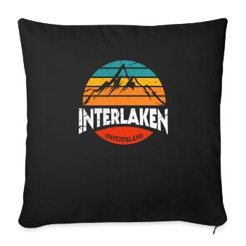 Suisse Interlaken Suisse Alpes Suisse Cadeau - Housse de coussin décorative 45 x 45 cm - noir - Devant