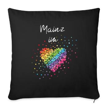 Mainz im Herz Karneval Fasching LGBTQ Regenbogen - Sofakissenbezug 45 x 45 cm - Schwarz - Vorne