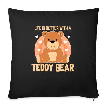 Teddy bear - Sofa pillowcase 17,3'' x 17,3'' (45 x 45 cm) - black - Front