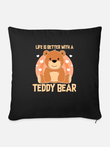Teddybär - Sofakissenbezug 45 x 45 cm - Schwarz