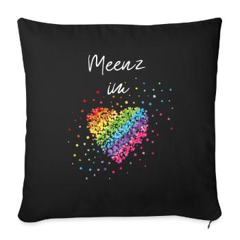 Meenz im Herz Karneval Fasching LGBTQ Regenbogen - Sofakissenbezug 45 x 45 cm - Schwarz - Vorne