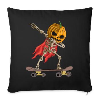 Halloween Skater Kürbis Skelett Dabbin - Sofakissenbezug 45 x 45 cm - Schwarz - Vorne
