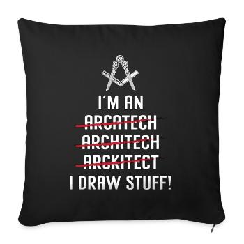 Architecte I’m An I Draw Stuff Job Architecture - Housse de coussin décorative 45 x 45 cm - noir - Devant