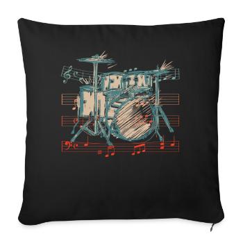 Batterie Batteur Musicien Batteur - Housse de coussin décorative 45 x 45 cm - noir - Devant