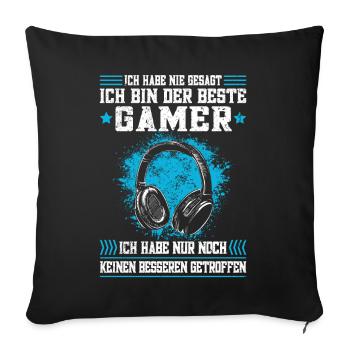 Lustiger Teenager Gaming Spruch - Gamer Jungs - Sofakissenbezug 45 x 45 cm - Schwarz - Vorne