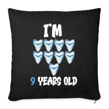 J’ai 9 ans - Megalodon tooth shark 9. - Housse de coussin décorative 45 x 45 cm - noir - Devant