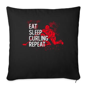 Manger sommeil Curling Répéter curling - Housse de coussin décorative 45 x 45 cm - noir - Devant