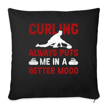 Le curling me met toujours de meilleure humeur le curling - Housse de coussin décorative 45 x 45 cm - noir - Devant