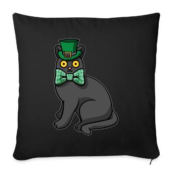 Chat noir Saint-Patrick - Housse de coussin décorative 45 x 45 cm - noir - Devant
