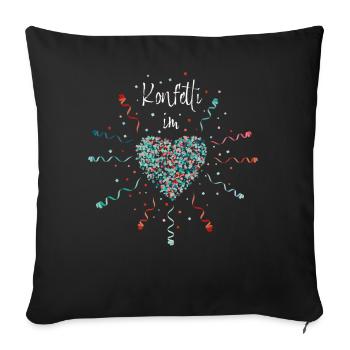 Konfetti im Herzen Karneval Fasching Konfetti - Sofakissenbezug 45 x 45 cm - Schwarz - Vorne