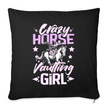 Fille folle de saut de chevaux - Housse de coussin décorative 45 x 45 cm - noir - Devant