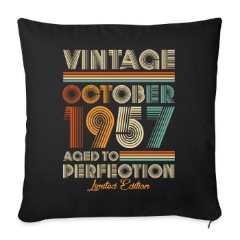 Vintage Aged To Perfection October 1957 - Sofa pillowcase 17,3'' x 17,3'' (45 x 45 cm) - black - Front