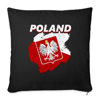 Pologne Polska Drapeau polonais - Housse de coussin décorative 45 x 45 cm - noir - Devant