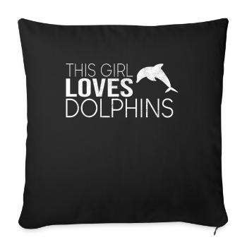Cette fille aime les dauphins - Housse de coussin décorative 45 x 45 cm - noir - Devant