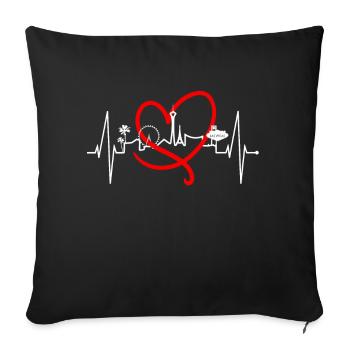 Las Vegas Skyline Heartbeat Nevada USA Heart Love - Sofa pillowcase 17,3'' x 17,3'' (45 x 45 cm) - black - Front