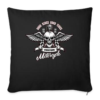 Motorrad Motorradfahrer Biker Feuerstuhl Biken - Sofakissenbezug 45 x 45 cm - Schwarz - Vorne