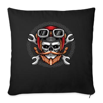 Motorrad Motorradfahrer Biker Feuerstuhl Biken - Sofakissenbezug 45 x 45 cm - Schwarz - Vorne